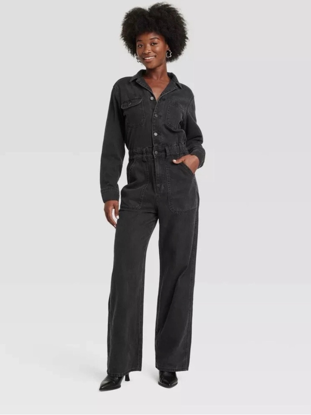 Universal Thread Black Denim Utility Jumpsuit